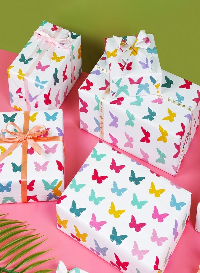KESTAR Gift Wrapping Paper, Folded 6 Sheets Butterfly Wrapping Paper for Kids Women Men, Recycled Gift Wrapping Paper Sheets for Birthday Holiday Party, 20×28inch Each Sheet - Image 2